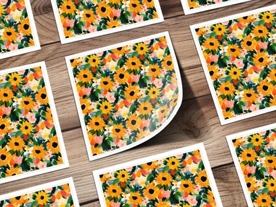 Bright Colorful Floral Design Pattern Sticker Sheets