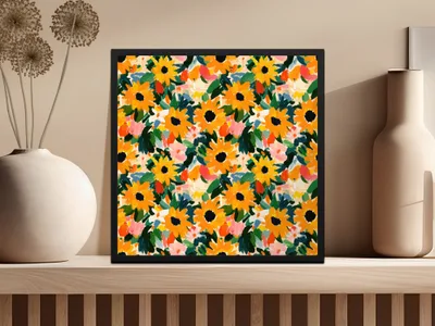 Vibrant Floral Pattern Artwork Perfect for Home Decor