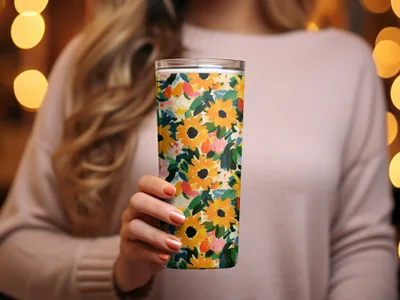 Colorful Sunflower Floral Pattern Insulated Tumbler