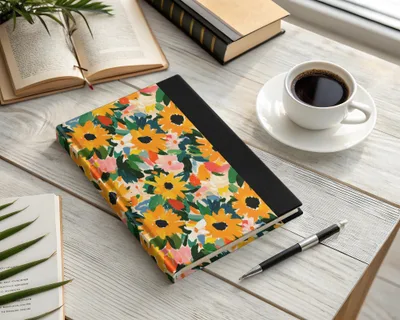 Vibrant Floral Print Hardcover Notebook for Daily Journaling