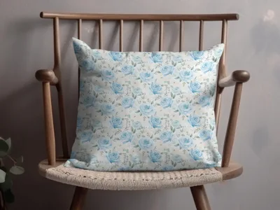 Beautiful Blue Rose Pattern Decorative Pillow Product