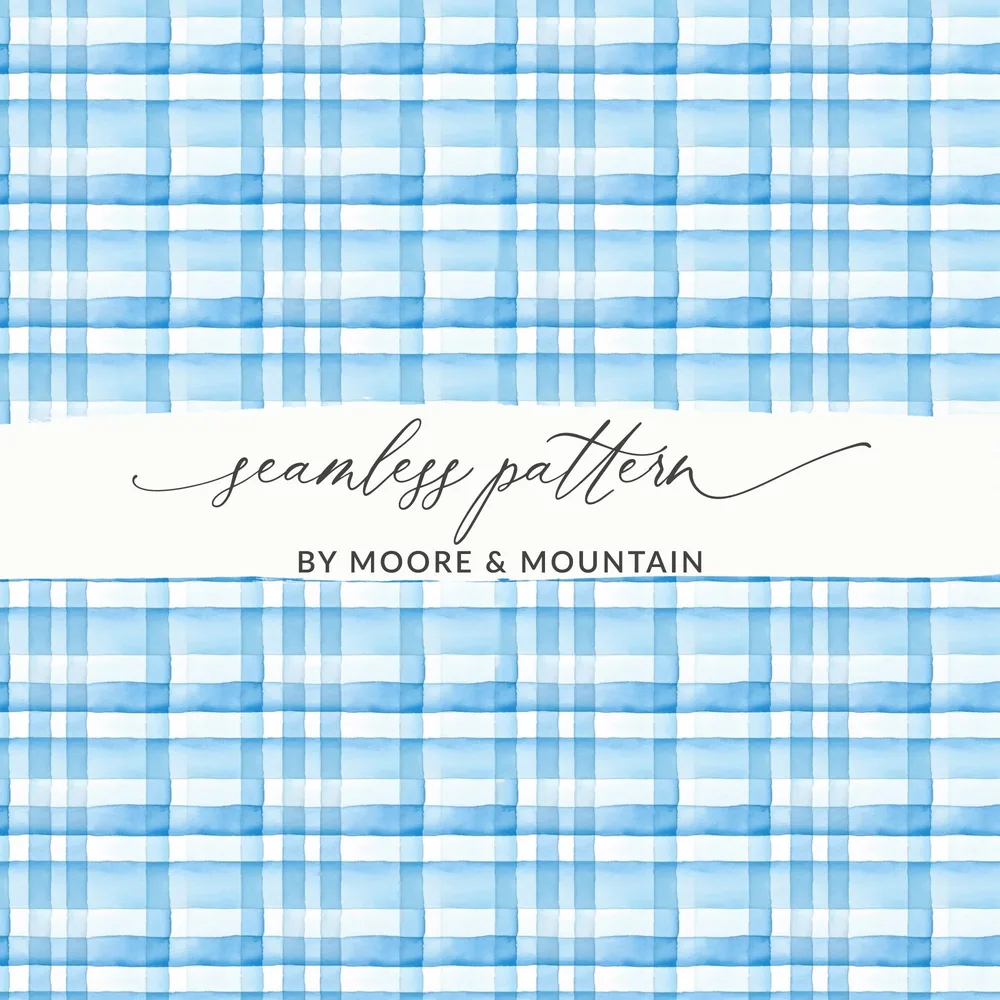Blue and White Plaid Seamless Pattern design by Moore