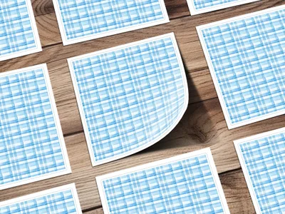 Blue Plaid Pattern Design Square Sticker Sheet
