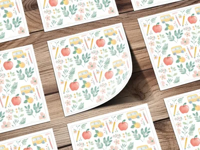 Colorful Back to School Floral and Fruit Pattern Sheets