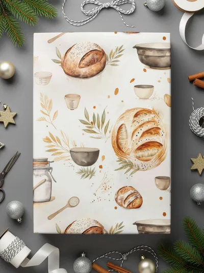 Baking Seamless Pattern Digital, Kitchen Print Fabric Design, Food Illustration Digital Paper, Artisan Bread Texture, JPG Download - Moore and Mountain