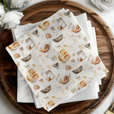 Baking Seamless Pattern Digital, Kitchen Print Fabric Design, Food Illustration Digital Paper, Artisan Bread Texture, JPG Download - Moore and Mountain