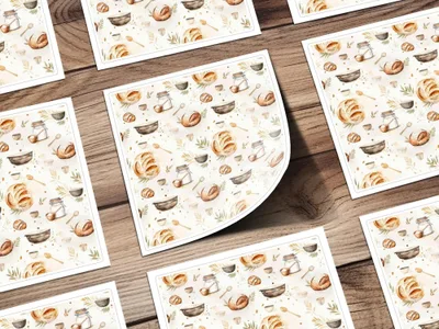 Baking Seamless Pattern, Kitchen Digital Paper, Bread Clipart Design, Food Lover Printable, Culinary Scrapbook Paper, Digital Download - Moore and Mountain