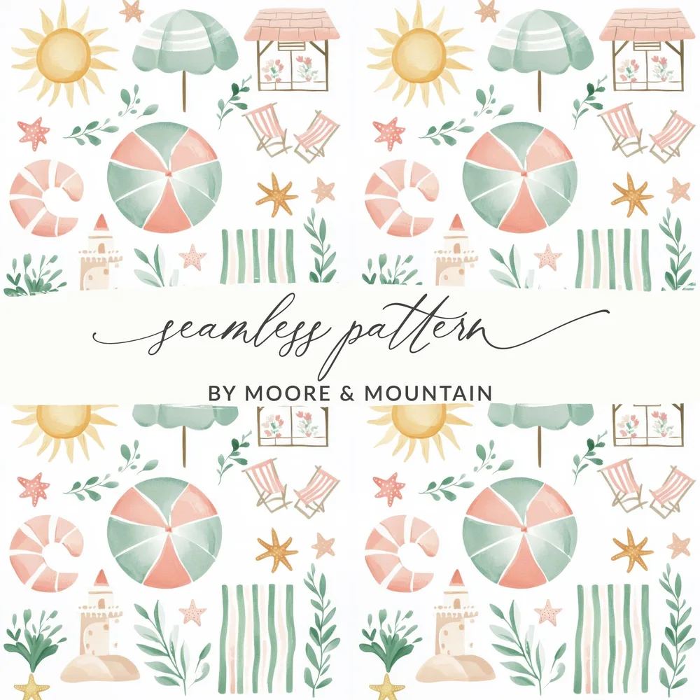 Beach Theme Seamless Pattern by Moore & Mountain