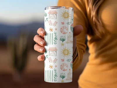 Summer Vibes Beach Icons Insulated Tumbler Cup