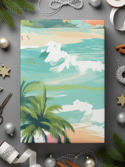 Beachy Seamless Pattern, Digital Tropical Summer Illustration, Summer Vibes Graphic, Beach, Palm Trees, Surfing, Digital Paper, Fabric Design - Moore and Mountain