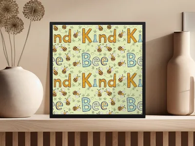 Bee Kind Seamless Pattern, Digital Download, Cute Bees, Nursery Print, Digital Paper Pack, Two Scales, Commercial Use, Scrapbook Paper - Moore and Mountain