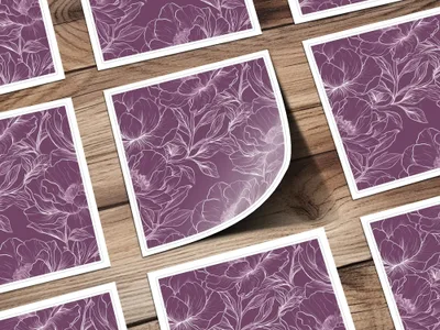 Bergundy Line Art Floral Maroon Seamless Pattern Digital Paper, Flower Line Art Pattern, Dark Purple Fabric Design, Seamless Paper - Moore and Mountain