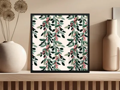 Berries and Leaves Digital Paper, Seamless Botanical Pattern, Watercolor Floral Design, Nature Print, Scrapbook Paper, Fabric Design - Moore and Mountain
