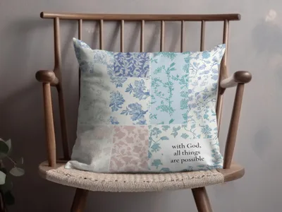 Inspirational Floral Patchwork Throw Pillow with Quote