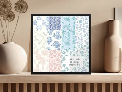 Inspirational Floral Design with God Quote Wall Art