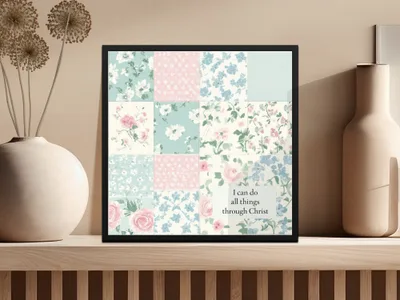 Inspirational Floral Wall Art I Can Do All Things Quote