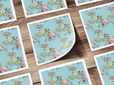 Bicycle Floral Pattern Digital Paper, Seamless Bike Flowers Design, Repeatable Tile, Scrapbooking Paper, Fabric Design, Digital Download - Moore and Mountain
