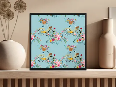 Bicycle Floral Pattern Digital Paper, Seamless Bike Flowers Design, Repeatable Tile, Scrapbooking Paper, Fabric Design, Digital Download - Moore and Mountain