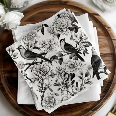 Black and White Bird Toile Seamless Pattern Modern Chinoiserie - Moore and Mountain