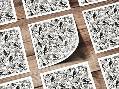 Black and White Bird Toile Seamless Pattern Modern Chinoiserie - Moore and Mountain