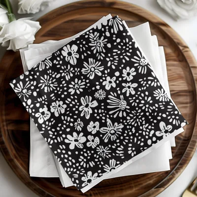 Black and White Abstract Doodle Digital Art, Floral Pattern Print, Modern Flower Design, Printable Wall Art, Seamless Texture - Moore and Mountain