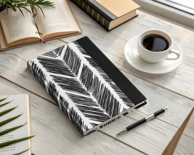 Black and White Abstract Doodle Digital Download, Feather Herringbone - Moore and Mountain