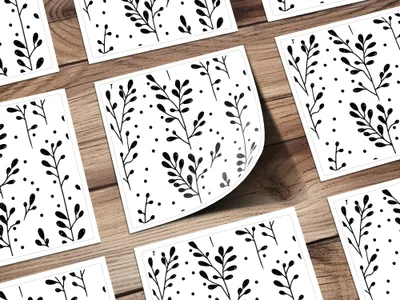 Black and White Abstract Doodle Digital Paper, Geometric Leaves Pattern, Minimalist Design, Scrapbooking Paper, Digital Background - Moore and Mountain