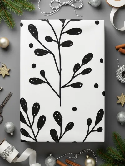 Black and White Abstract Doodle Digital Paper, Geometric Leaves Pattern, Minimalist Design, Scrapbooking Paper, Digital Background - Moore and Mountain