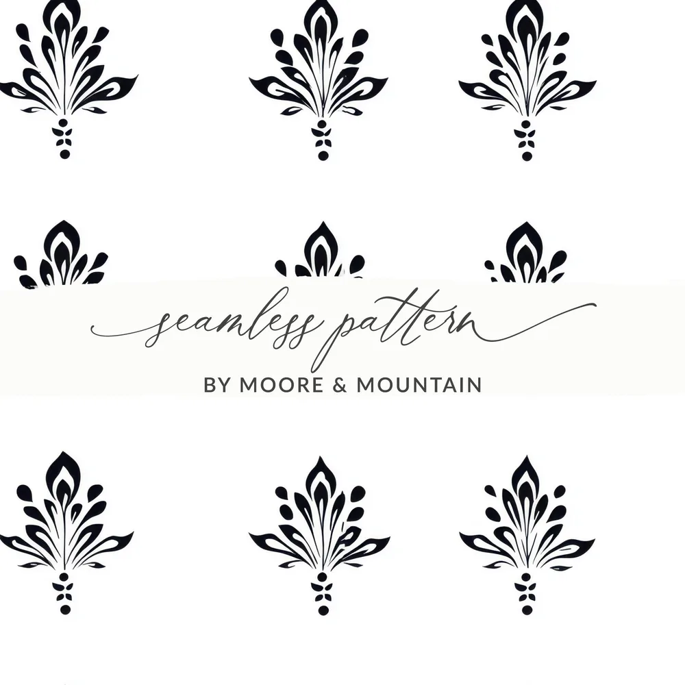 Black and White Abstract Doodle Digital Pattern, Floral Design, Decorative Repeat Design, Seamless Surface Pattern, Modern Vector Design - Moore and Mountain
