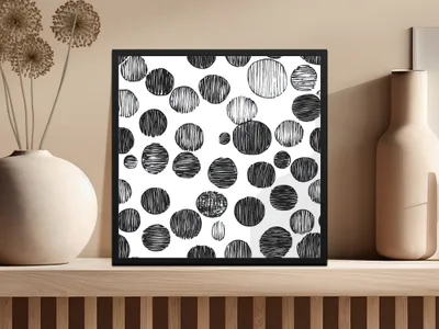 Black and White Abstract Doodle Digital Print, Geometric Circles Pattern Art, Modern Wall Decor, Printable Art, Instant Download - Moore and Mountain