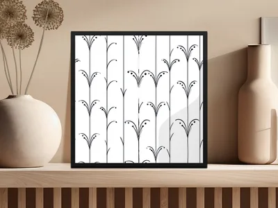 Black and White Abstract Doodle Digital Product, Modern Geometric Art Print, Art Nouveau Seamless Pattern - Moore and Mountain