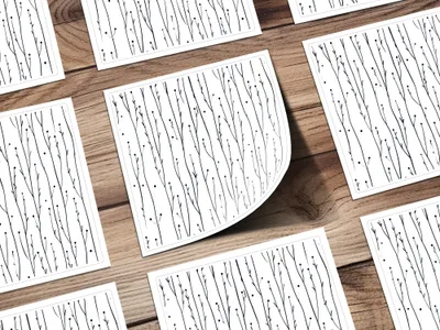 Black and White Abstract Doodle, Floral Line Art Digital Paper, Geometric Botanical Pattern, Minimalist Background, Modern Printable Design - Moore and Mountain