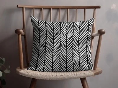 Black and White Abstract Doodle Geometric Digital Pattern, Seamless Design, Herringbone Doodle - Moore and Mountain
