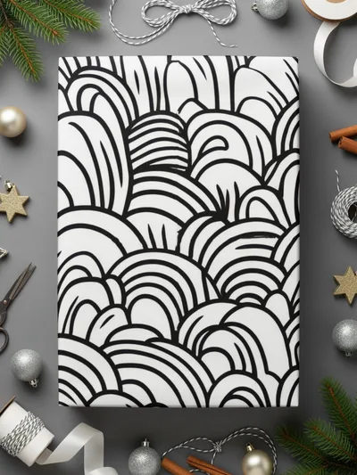 Black and White Abstract Doodle, Geometric Hills Digital Download, Modern Pattern, Seamless - Moore and Mountain