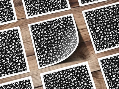 Black and White Abstract Doodle Heart Digital Paper, Cute Black Hearts Seamless Pattern - Moore and Mountain