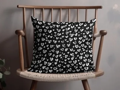 Black and White Abstract Doodle Heart Digital Paper, Cute Black Hearts Seamless Pattern - Moore and Mountain