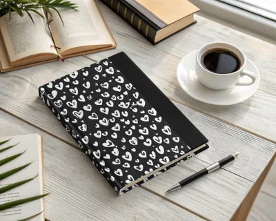 Black and White Abstract Doodle Heart Digital Paper, Cute Black Hearts Seamless Pattern - Moore and Mountain