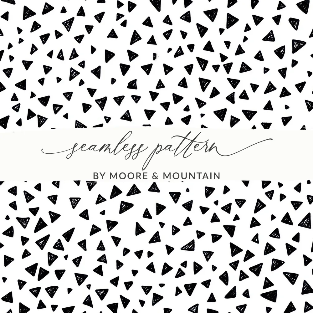 Black and White Abstract Triangles Doodle Pattern Texture, Modern Background, Scrapbook Paper, Printable Pattern - Moore and Mountain