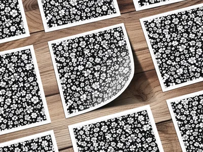 Black and White Floral Doodle, Abstract Digital Paper, Flower Pattern, Modern Design, Seamless Printable, Commercial Use - Moore and Mountain
