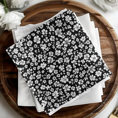 Black and White Floral Doodle, Abstract Digital Paper, Flower Pattern, Modern Design, Seamless Printable, Commercial Use - Moore and Mountain