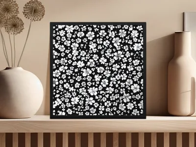 Black and White Floral Doodle, Abstract Digital Paper, Flower Pattern, Modern Design, Seamless Printable, Commercial Use - Moore and Mountain