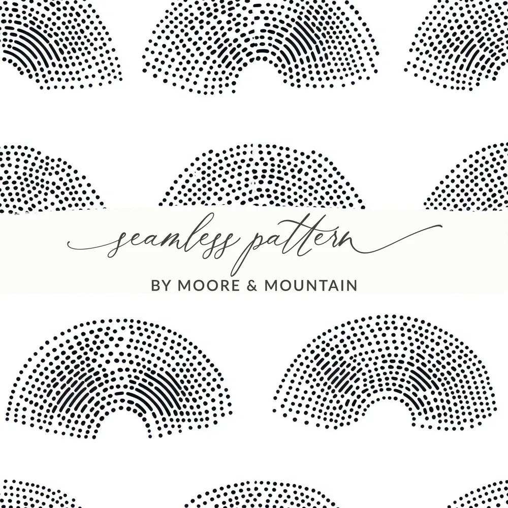 Black and White Geometric Dotted Rainbows Seamless Pattern - Moore and Mountain