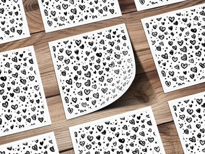 Black and White Hearts Doodle, Abstract Digital Pattern, Seamless Heart Design, Love Digital Paper, Scrapbook Paper Digital, Heart Pattern - Moore and Mountain