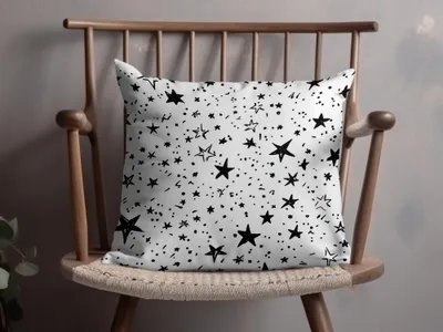 Black and White Star Doodle, Abstract Digital Paper, Modern Geometric Seamless Pattern, Celestial Printable Art, Stars Background - Moore and Mountain