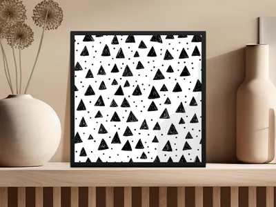Black and White Triangle Doodles Seamless Digital Paper, Triangle Pattern Simple - Moore and Mountain