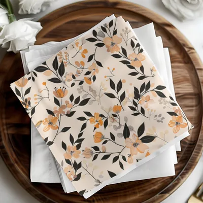 Exquisite Floral Print with Orange and Black Details