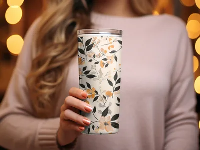Floral Design Tumbler with Vibrant Botanical Patterns