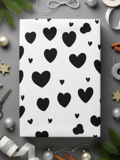 Black Hearts Pattern Digital Paper, Seamless Heart Background, Trendy Digital Paper, Love Pattern JPEG, Commercial Use - Moore and Mountain