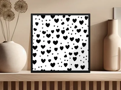 Black Hearts Pattern Digital Paper, Seamless Heart Background, Trendy Digital Paper, Love Pattern JPEG, Commercial Use - Moore and Mountain