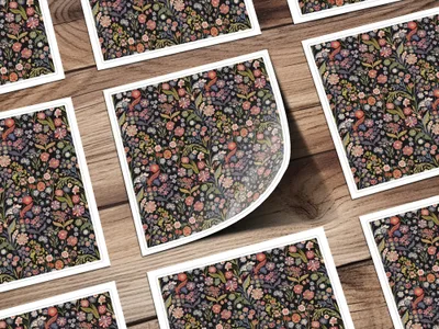 Black Multicolor Flowers Leaves Digital Pattern Seamless - Moore and Mountain